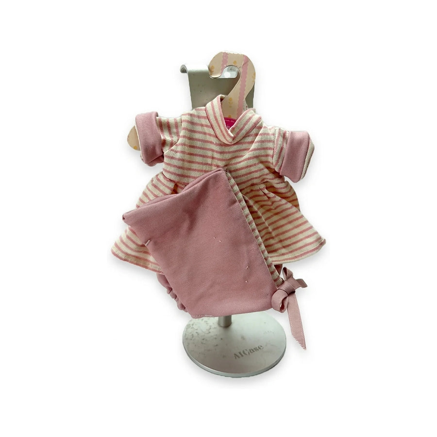 Conjunto Vestido Rayas Rosa Capota Braguita 26cm - Ropa Muñeca Antonio Juan (91026-13)