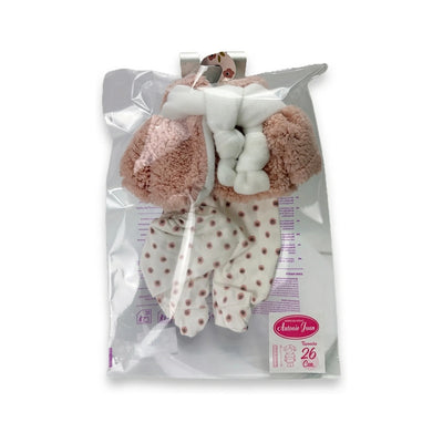 Conjunto Chaqueta Rosa Pantalón Topitos y Lazo 26cm - Ropa Muñeca Antonio Juan (91026-22)