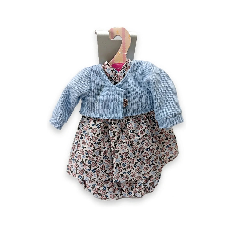 Conjunto Vestido Flores Braguita Chaqueta Azul 33cm - Ropa Muñeca Antonio Juan (91033-56)