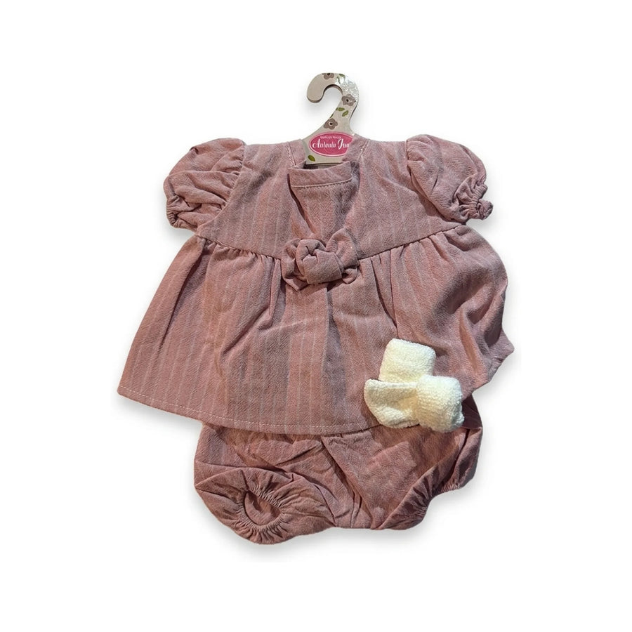 Conjunto Vestido Rosa Rayas Braguita Calcetines 52cm - Ropa Muñeca Antonio Juan (91152-60)