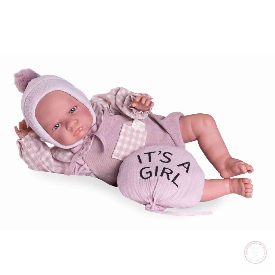 Muñeca 52 cm con cuerpo con peso y accesorios