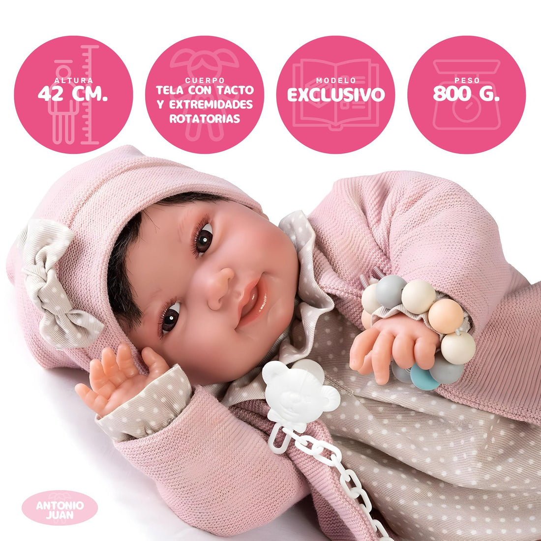 Recién Nacida Pipa Chaqueta Rosa (33006) - Muñecas Antonio Juan