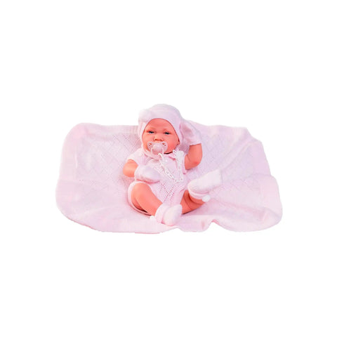 Muñeca Antonio Juan Recién Nacida Lúa con toquilla rosa de 42 cm, ejemplo de ropa por talla para muñecas reborn