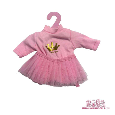 Vestido rosa con corona dorada y tutú para muñeca de 26 cm (91026-2)
