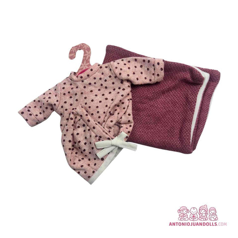 Vestido Rosa Topitos Bolso Burdeos Muñecas 26cm - Modelo Específico (91026-3)