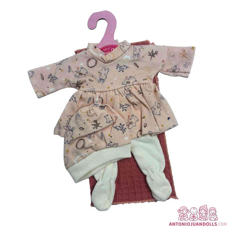 Vestido Beige Animalitos Calcetines Blancos Muñecas 26cm - Modelo Específico (91026-5)