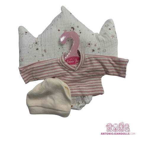 Pijama Rayas Rosa Gorro Beige Muñecas 26cm - Modelo Específico (91026-8)