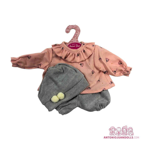 Conjunto Blusa Florecitas Pantalón Bombacho Pompones 33cm - Ropa Muñeca Antonio Juan (91033-25001)