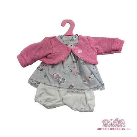 Conjunto Chaqueta Rosa Punto Vestido Bailarinas 33cm - Ropa Muñeca Antonio Juan (91033-25002)