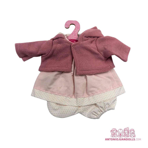 Conjunto Chaqueta Burdeos Capucha Vestido Rayas 33cm - Ropa Muñeca Antonio Juan (91033-25004)