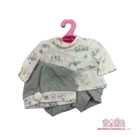 Conjunto Pelele Conejitos Pañuelo Pantalón 33cm - Ropa Muñeca Antonio Juan (91033-25012)