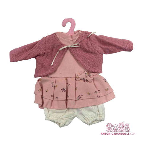 Conjunto Chaqueta Burdeos Blusa Falda Florecitas 36cm - Ropa Muñeca Antonio Juan (91036-25004)