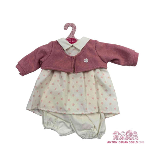 Conjunto Chaqueta Rosa Vestido Estrellas Ranita 42cm - Ropa Muñeca Antonio Juan (91042-25004)