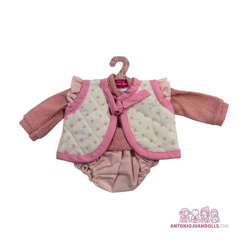 Conjunto Chaleco Estrellas Jersey Rosa Ranita 42cm - Ropa Muñeca Antonio Juan (91042-25008)