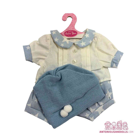Conjunto Camisa Estrellas Pantalón Gorro 42cm - Ropa Muñeca Antonio Juan (91042-25013)