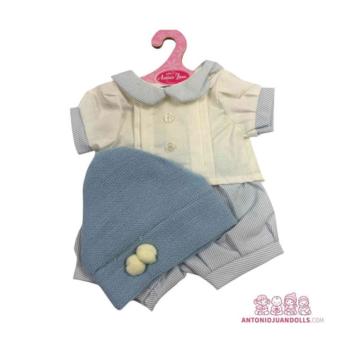 Conjunto Camisa Rayas Pantalón Gorro 42cm - Ropa Muñeca Antonio Juan (91042-25014)