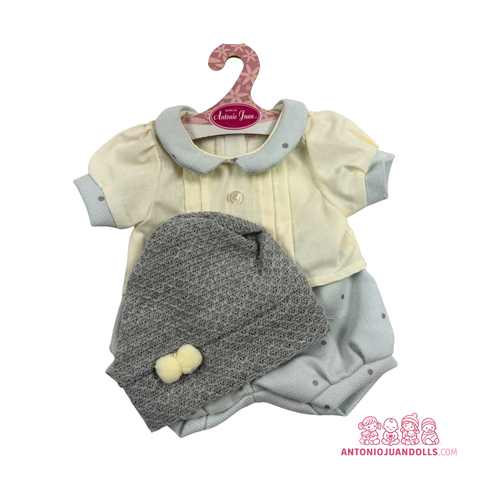 Conjunto Camisa Rayas Babero Huesito 42cm - Ropa Muñeca Antonio Juan (91042-25015)