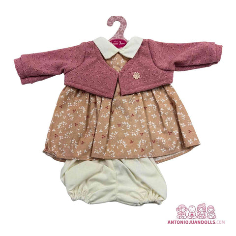 Conjunto Vestido Liberty Chaqueta Rosa Broche Bombacho 42cm - Ropa Muñeca Antonio Juan (91042-25031)