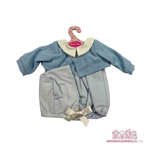 Conjunto Chaqueta Azul Punto Ranita Rayas Arrullo 42cm - Ropa Muñeca Antonio Juan (91042-40)