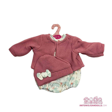 Conjunto Chaqueta Rosa Punto Ranita Animalitos 42cm - Ropa Muñeca Antonio Juan (91042-52)