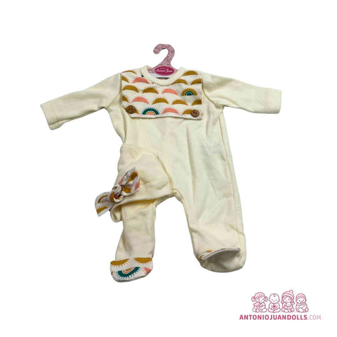Conjunto Pelele Beige Arcoíris Pies Diadema 42cm - Ropa Muñeca Antonio Juan (91042-64)