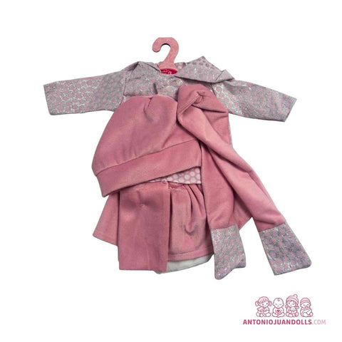 Conjunto Vestido Rosa Brillante Ranita Florecitas Calcetines 45cm - Ropa Muñeca Antonio Juan (91045-2)
