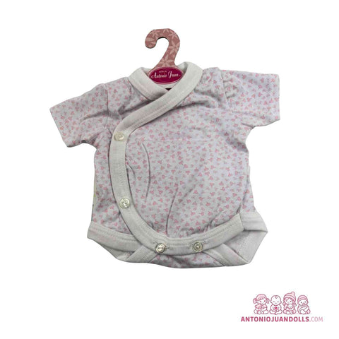 Conjunto Body Gris Florecitas Rosas 46cm - Ropa Muñeca Antonio Juan (91046-25007)