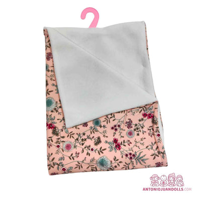 Manta rosa de flores botánicas, doble cara, para muñecas