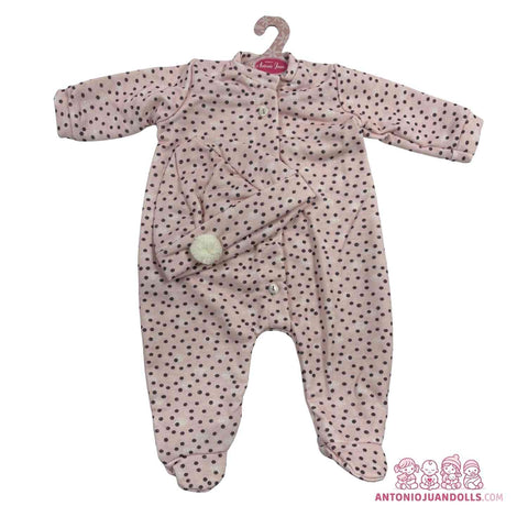 Pelele Topitos Rosa Pompón Blanco 52cm - Ropa Muñeca Antonio Juan (91152-25011)