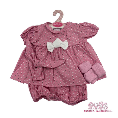 Conjunto Vestido Estrellas Rosa Lazo Calcetines 52cm - Ropa Muñeca Antonio Juan (91152-25025)