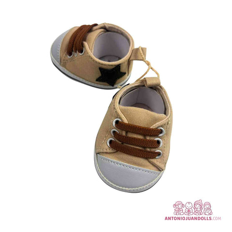 Zapatillas Deportivas Beige Estrella Negra Cordones Muñecas - Estilo Urbano (92004-13)