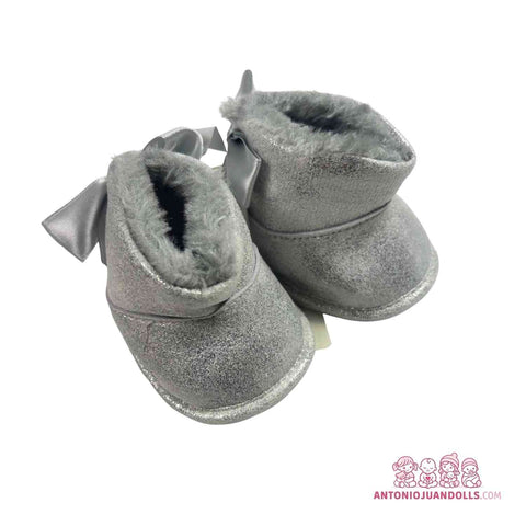 Botitas Brillantes Grises Lazo Satinado Muñecas - Estilo Elegante (92004-16)