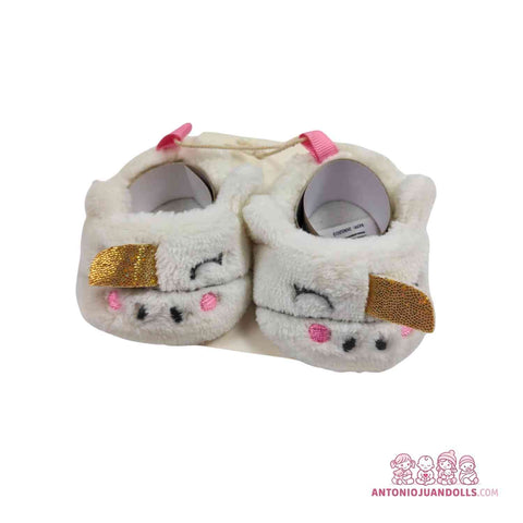 Zapatillas Unicornio Blanco Orejas Doradas Muñecas - Estilo Mágico (92004-6)