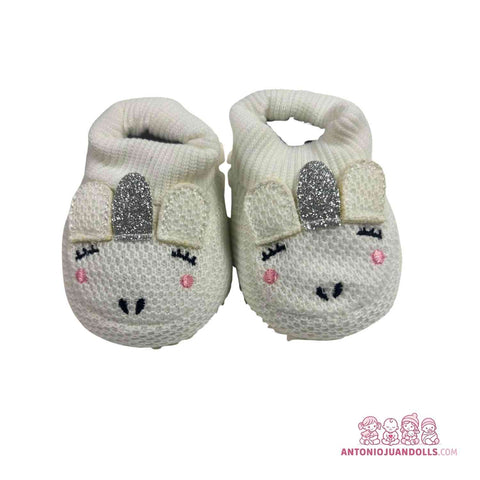 Zapatillas Blancas Conejito Orejas Brillantes Muñecas - Estilo Adorable (92004-8)