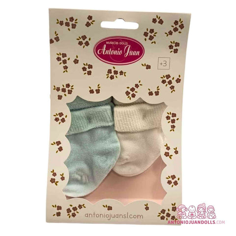 Calcetines 2 Pares Verde Agua Blanco Puño Calado Muñecas - Pack Elegante (92217-4)