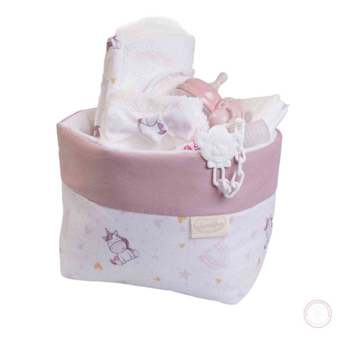 Canastilla Organizadora de Tela Unicornios - Almacenaje Accesorios Muñecas (92323)