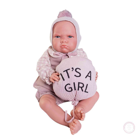 Berta muñeca reborn con globo y pelele

