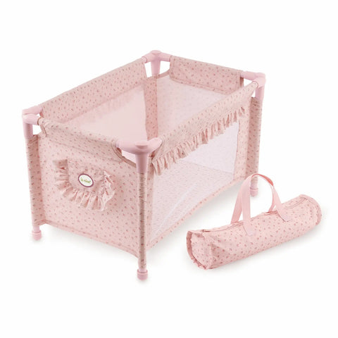 Cuna Olivia montada con muñeca y bolsa