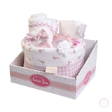 Canastilla de tela de flores y vichy para muñecas (92325)