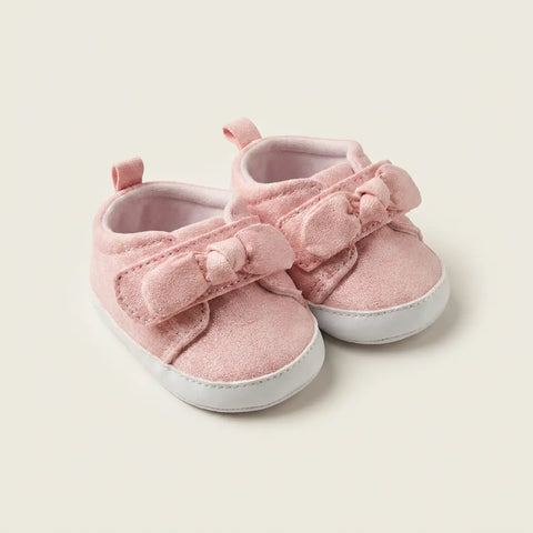 Zapatillas Rosa con Lazo Muñecas - Calzado Elegante con Velcro