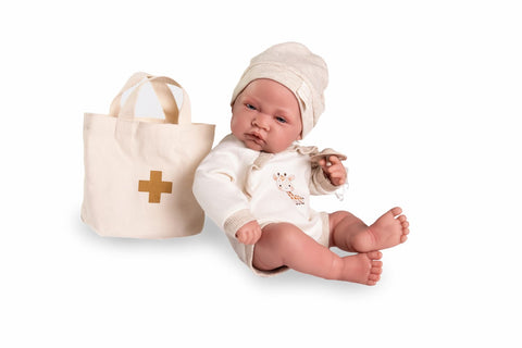 Lúa muñeca de vinilo sexuado con kit médico

