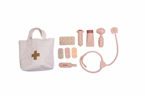 Lúa muñeca de vinilo sexuado con kit médico

