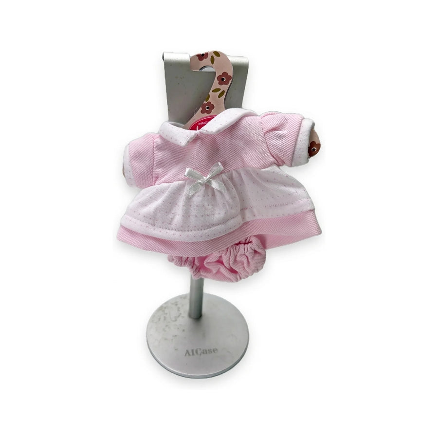 Conjunto Vestido Rosa Topitos y Braguita 26cm - Ropa Muñeca Antonio Juan (91026-17)
