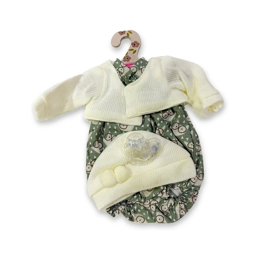 Conjunto Pelele Verde Búhos Chaqueta Y Gorro 33cm - Ropa Muñeca Antonio Juan (91033-42)