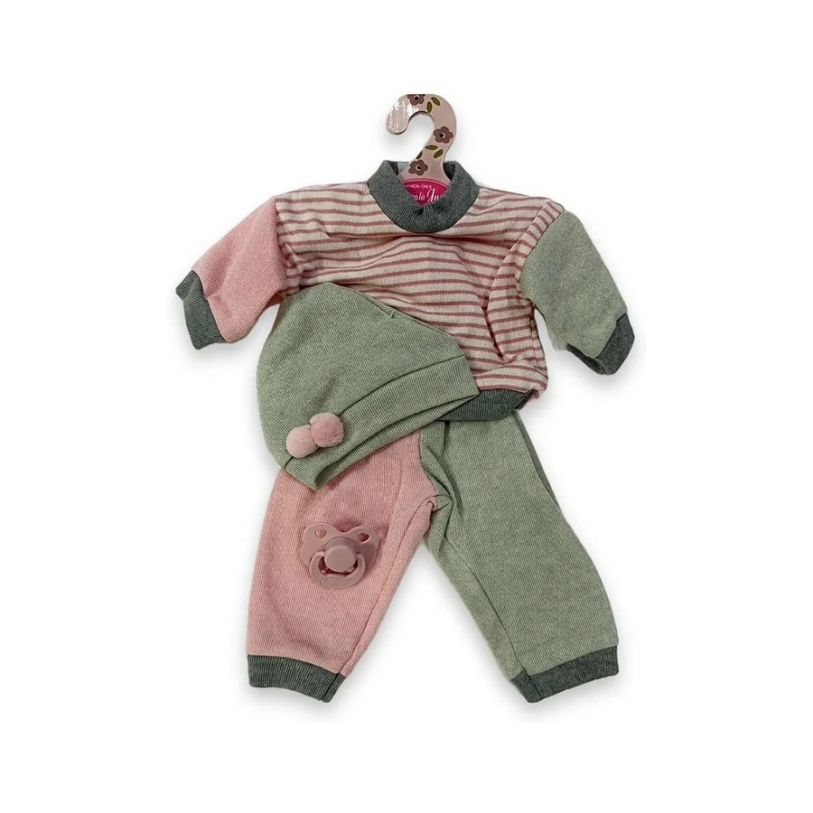 Conjunto Jersey Rayas Pantalón Bicolor y Gorro 33cm - Ropa Muñeca Antonio Juan (91033-43)