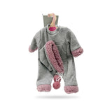 Conjunto Pelele Gris y Capota Rosa con Pompones 33cm - Ropa Muñeca Antonio Juan (91033-64)
