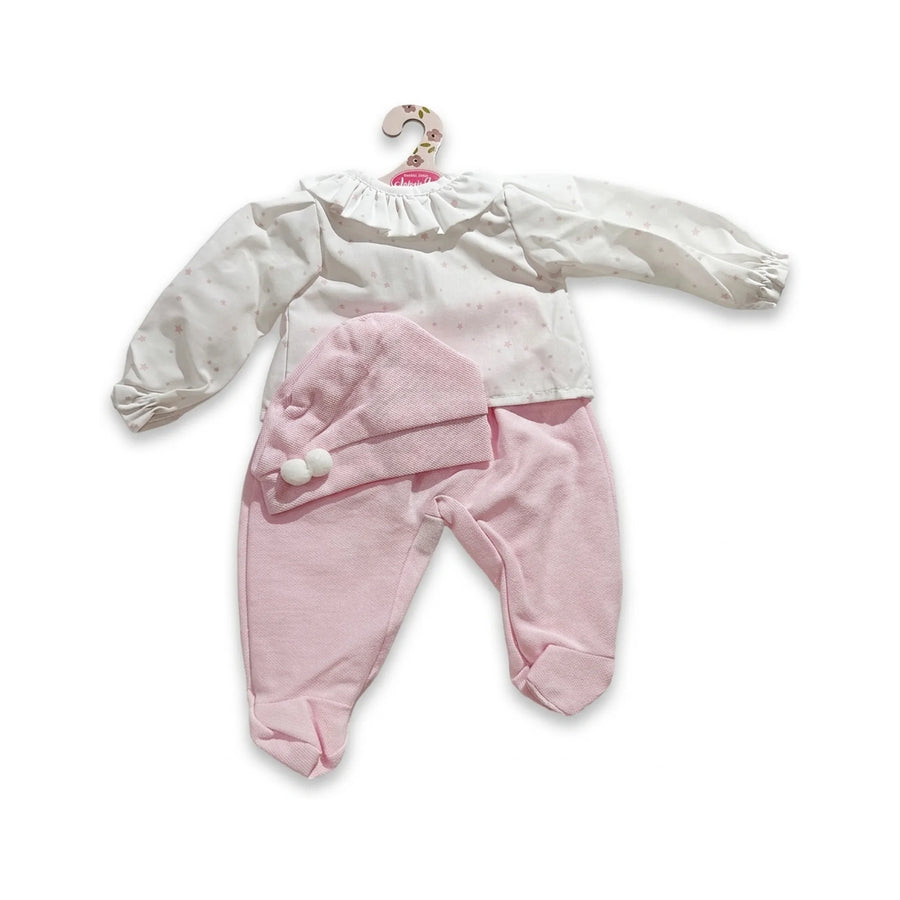 Conjunto de camiseta de estrellas, pantalón rosa y gorro para muñeca de 42 cm (91042-79)