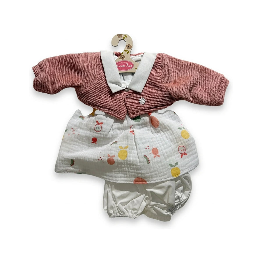 Conjunto Chaqueta Rosa Vestido Frutas y Braguita 42cm - Ropa Muñeca Antonio Juan (91042-80)