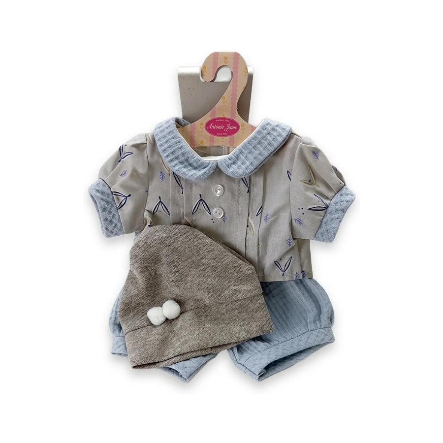 Conjunto Camiseta Estampada Ranita Azul y Gorro 42cm - Ropa Muñeca Antonio Juan (91042-86)