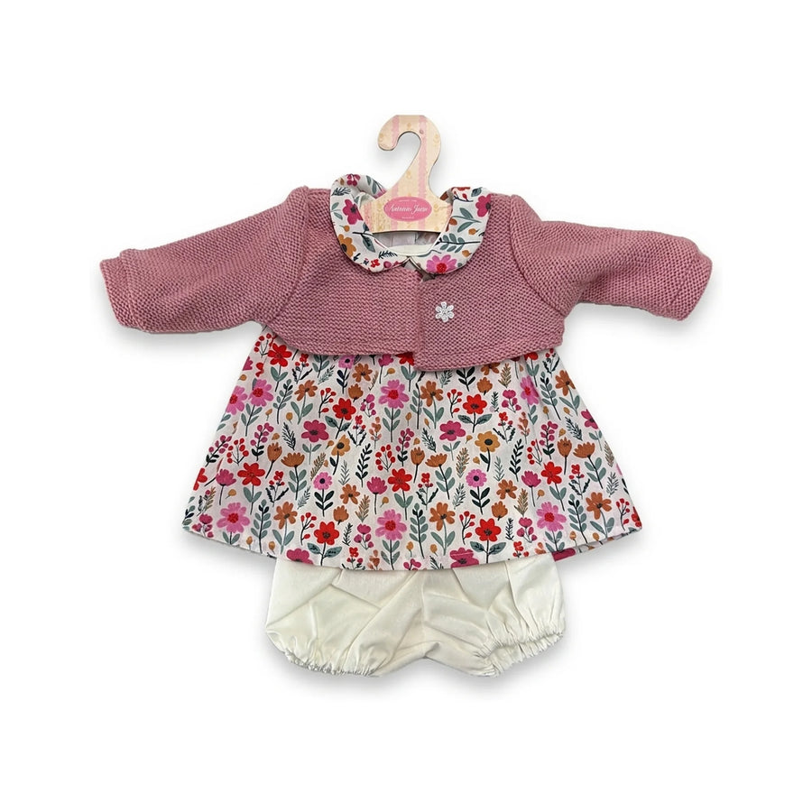Conjunto Vestido Flores Chaqueta Rosa Braguita 42cm - Ropa Muñeca Antonio Juan (91042-89)